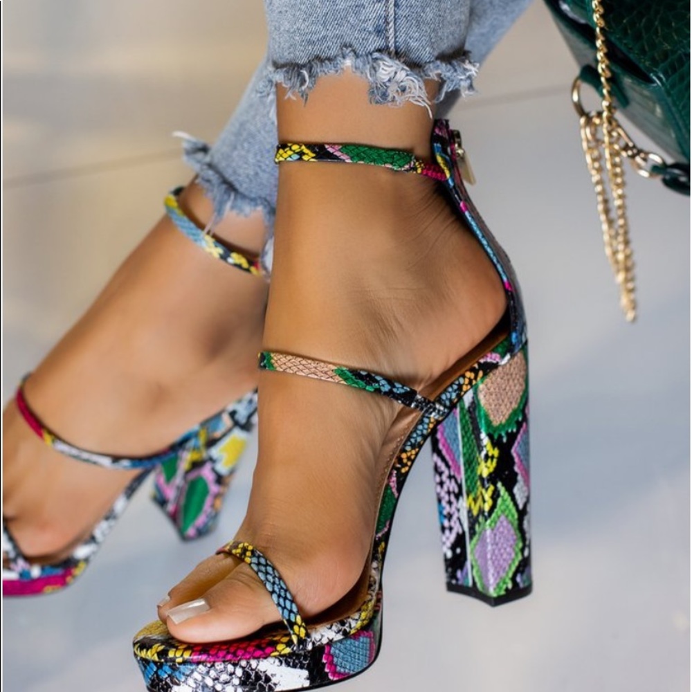 Snake print heels